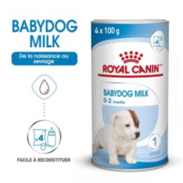 ROYAL CANIN BABYDOG MILK LAIT POUR SEVRAGE 
DU CHIOT DE 0 A 2 MOIS 400G