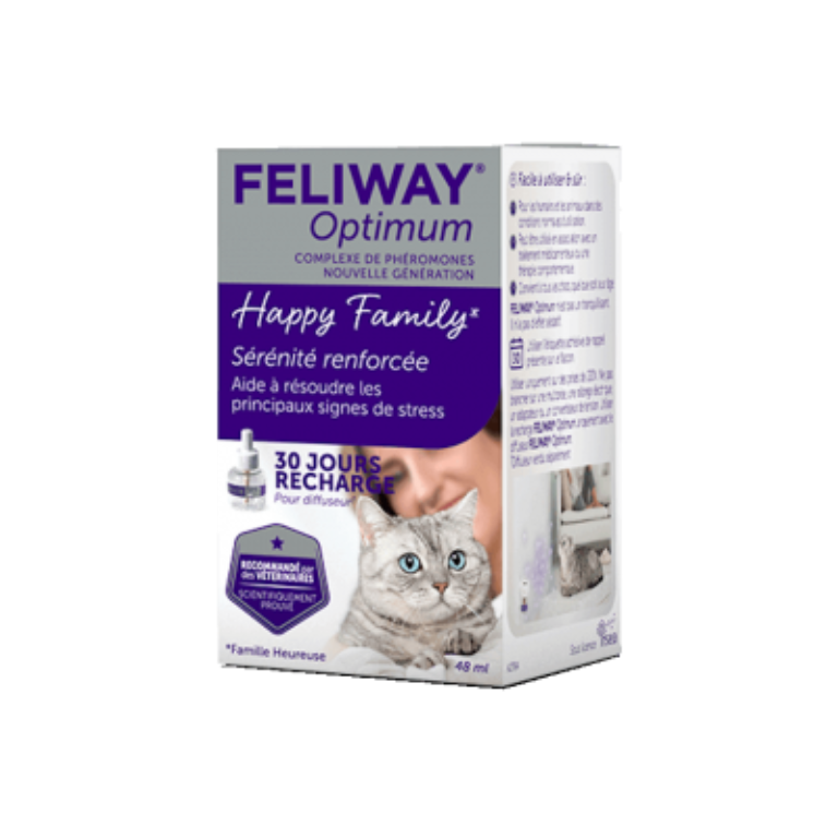 FELIWAY Optimum - Recharge anti-stress pour Chat - Complexe de phéromones apaisantes - 30 jours - Fabriqué en France