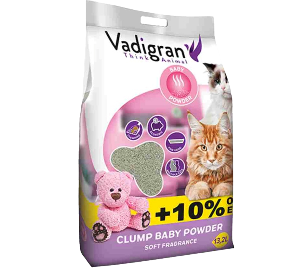 VADIGRAN LITIERE AGGLOMERANTE BABY POWDER 12 KG