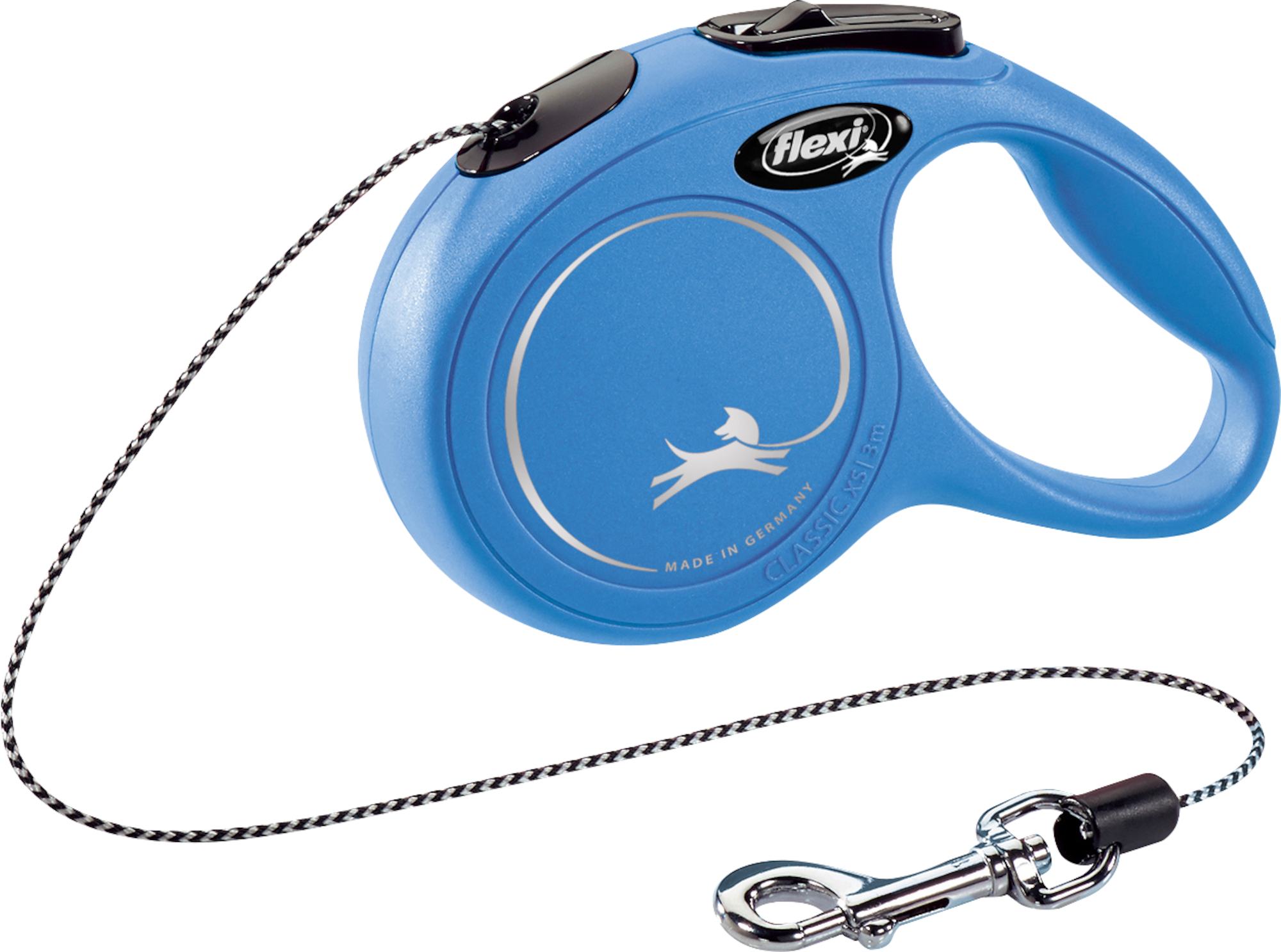 Flexi Laisse à enrouleur New Classic Corde Bleu, XS- 3 mètres