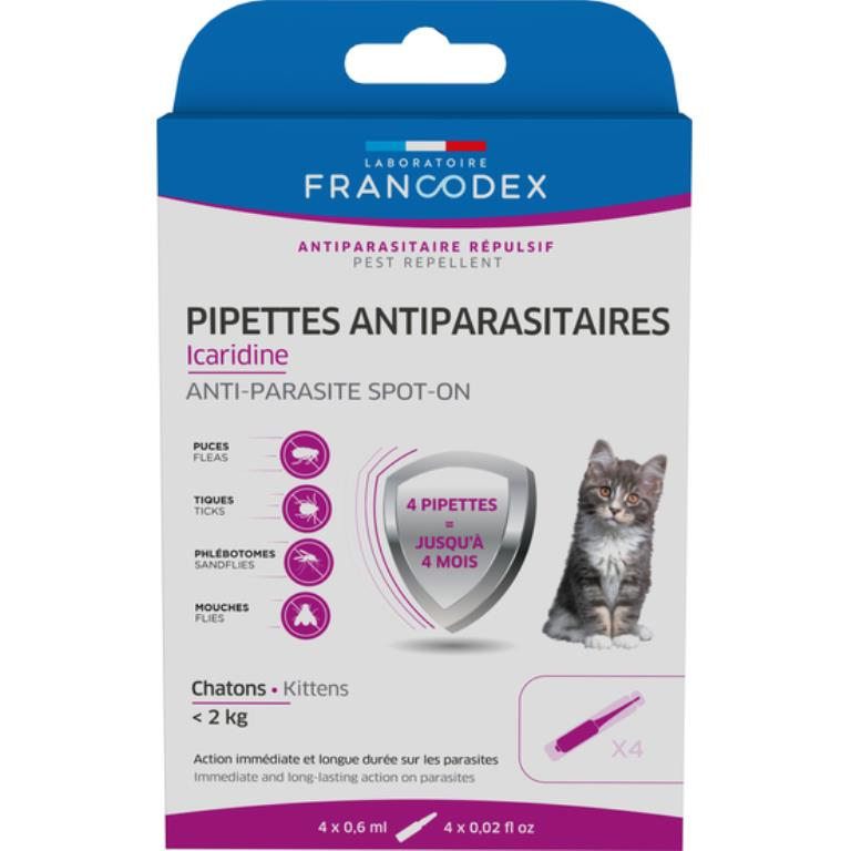 PIPETTES ANTIPARASITAIRES ICARIDINE CHATON 0,6ML x4