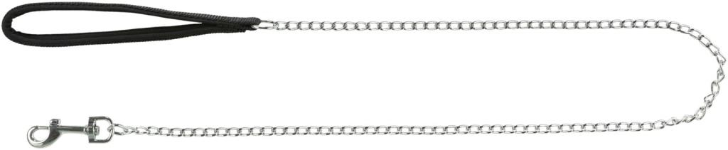 Laisse métal avec poignée en néoprène, XS–S: 1,10 m/2,0 mm, noir