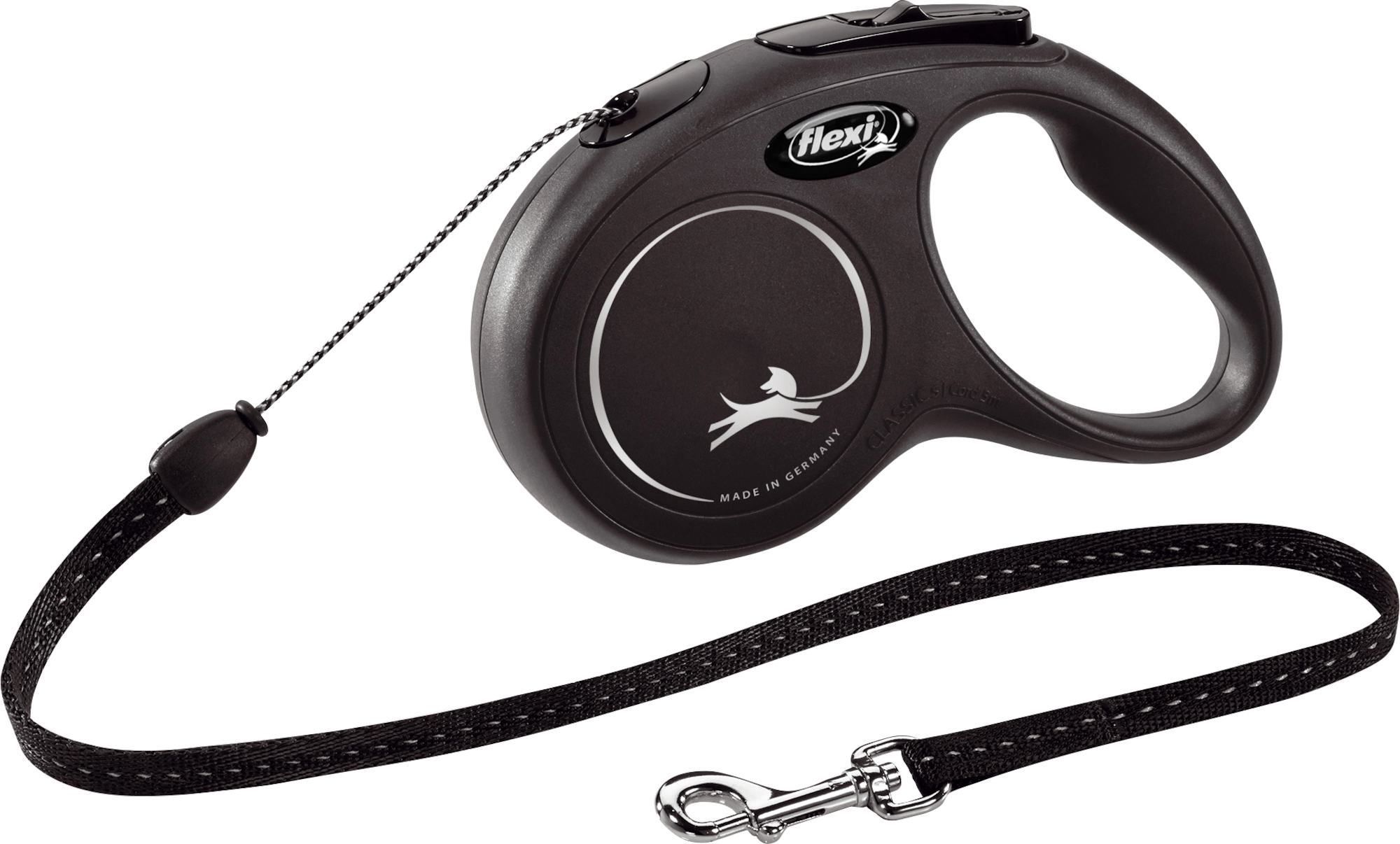 Flexi Laisse à enrouleur New Classic Corde Noire, XS- 3 mètres