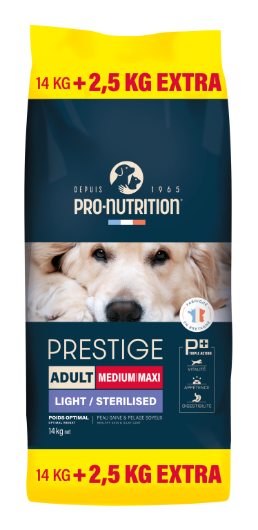 PRESTIGE CHIEN ADULTE MEDIUM MAXI LIGHT / STERILISES - 14 +2,5 KG