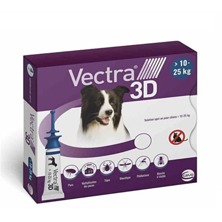 3 pipettes vectra 3d pour chien de 10 à 25kg m