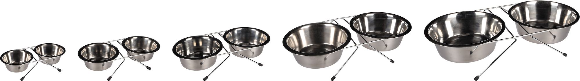Gamelle pour la nourriture et l'eau Duo dinner,  21cm- 1600ml, support Arjun Argent