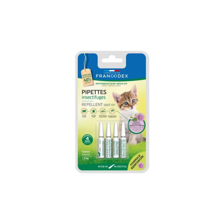 PIPETTES ANTIPARASITAIRES REPULSIVES CHATON x4