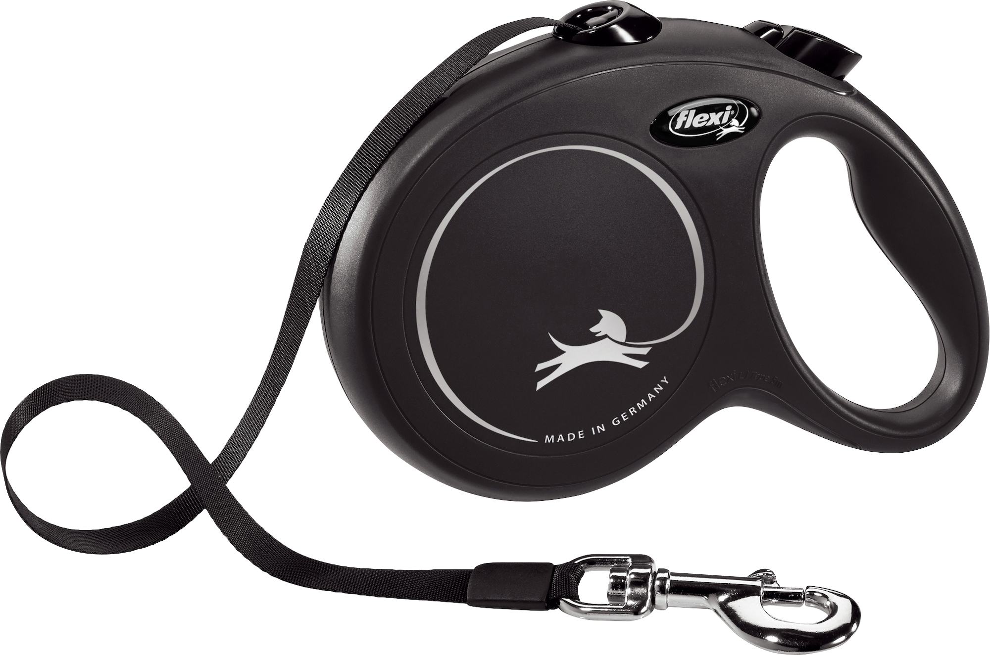 Flexi Laisse à enrouleur New Classic Tape Noir Large-5 mètres