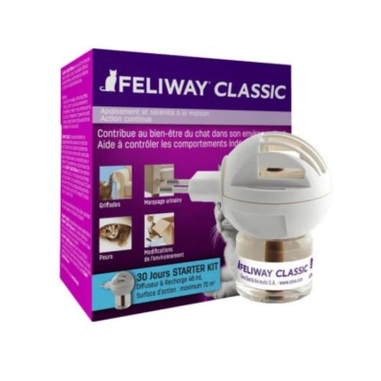 FELIWAY Classic - Anti-stress pour chat - Kit complet (diffuseur + recharge) - 30 jours - Fabriqué en France