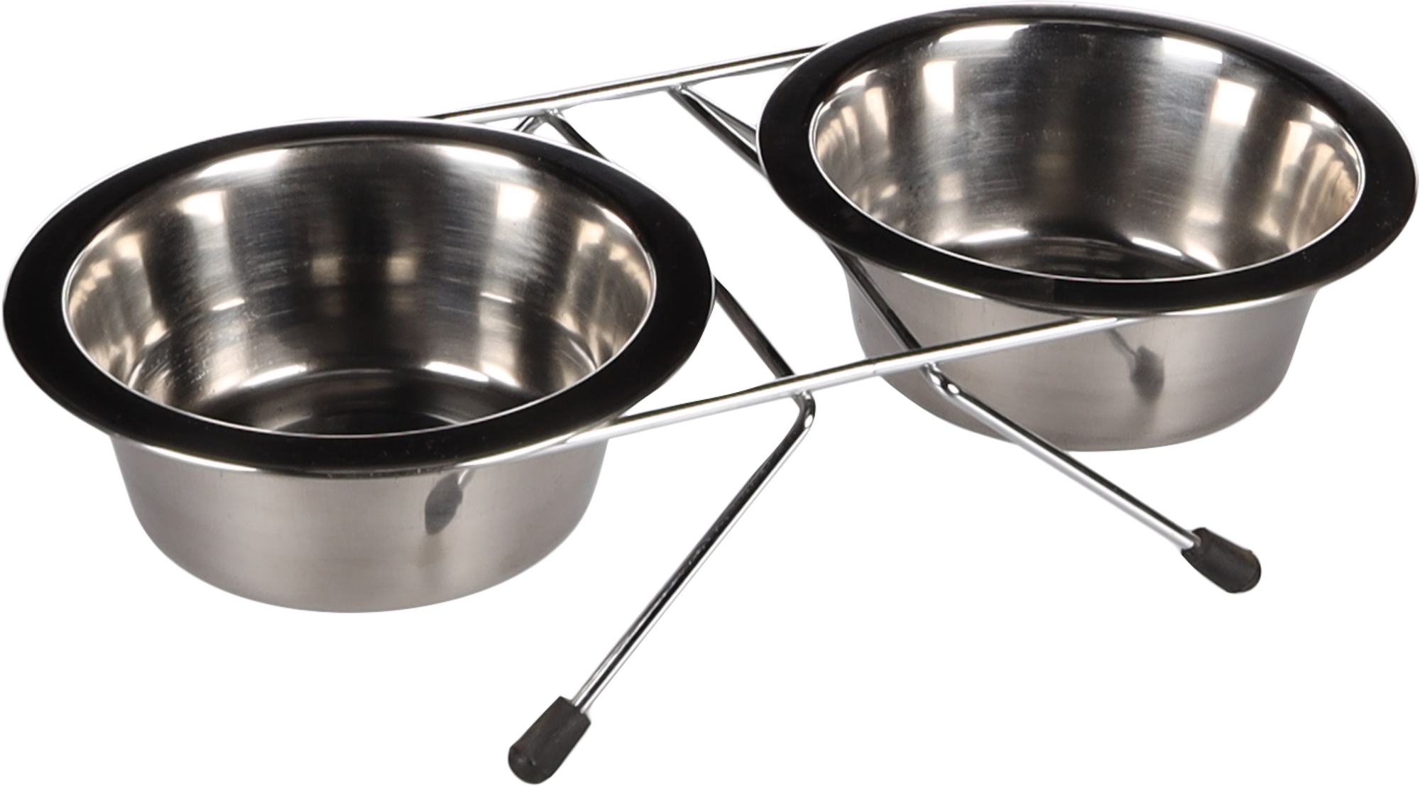 Gamelle pour la nourriture et l'eau Duo dinner, 16cm- 800ml, support Arjun Argent
