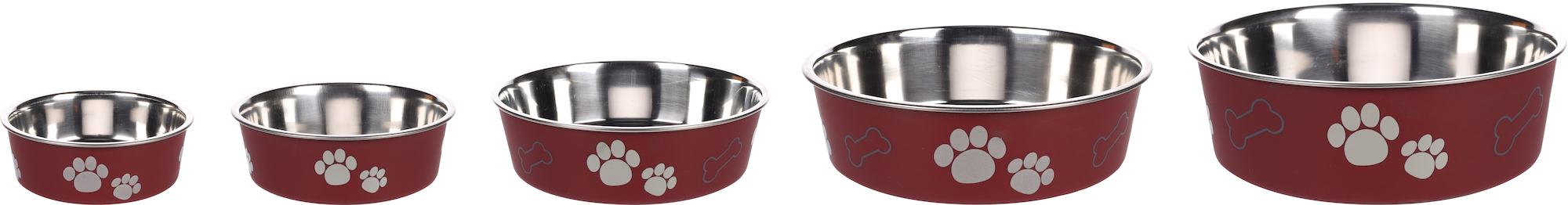 Gamelle pour la nourriture et l'eau Kena Rond Bordeaux et Argent 12CM-300ML