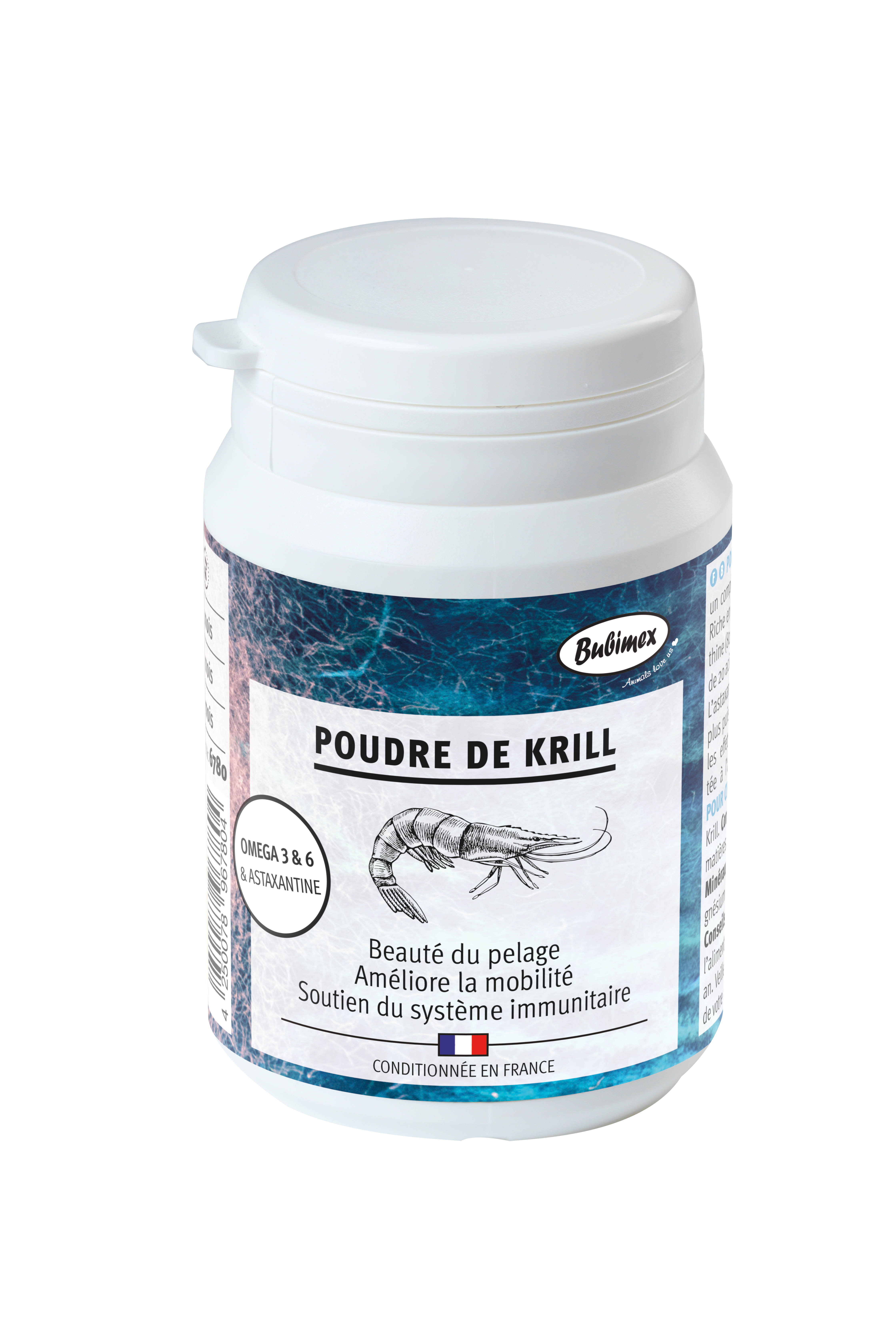Complément alimentaire Poudre de Krill chien 60g Bubimex