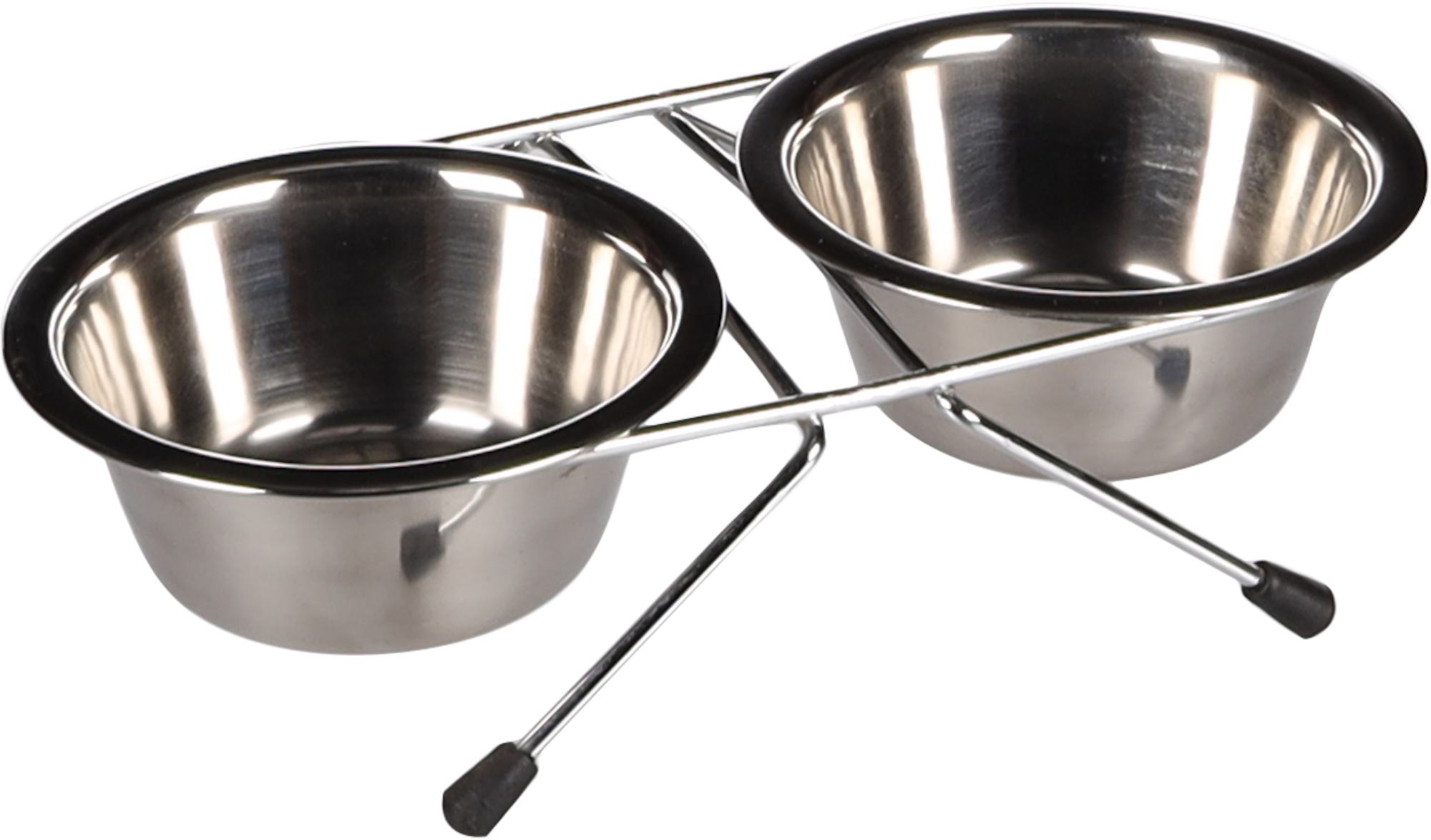 Gamelle pour la nourriture et l'eau Duo dinner, 16cm- 800ml, support Arjun Argent