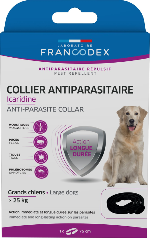 COLLIER ANTIPARASITAIRE ICARIDINE GRAND CHIEN NOIR