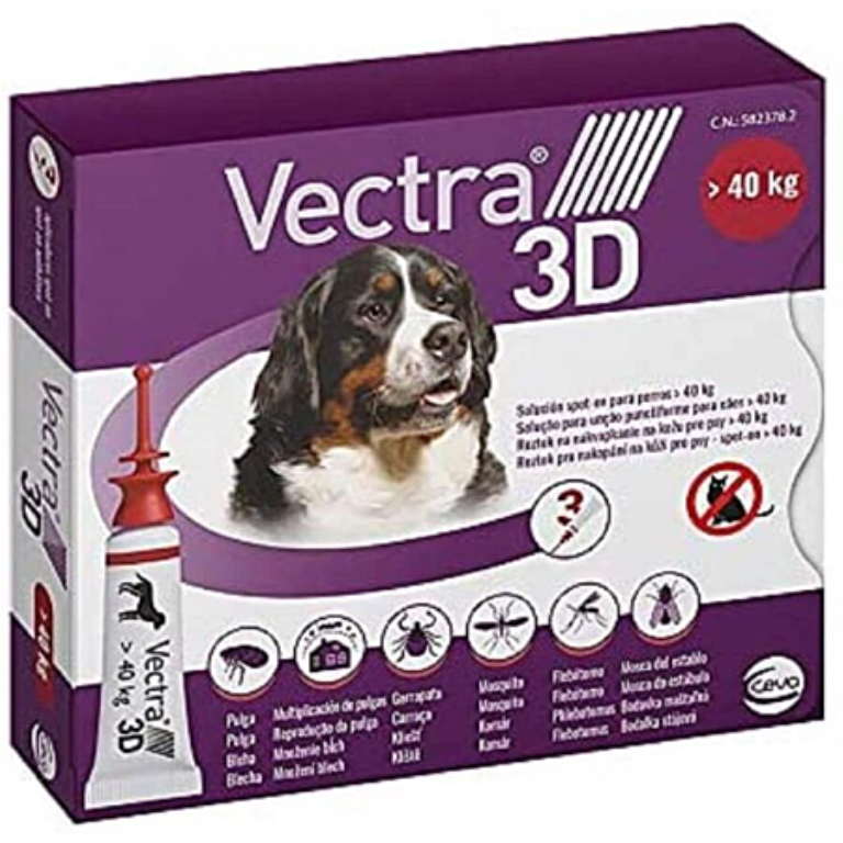 3 pipettes vectra 3d pour chien de +40kg xl