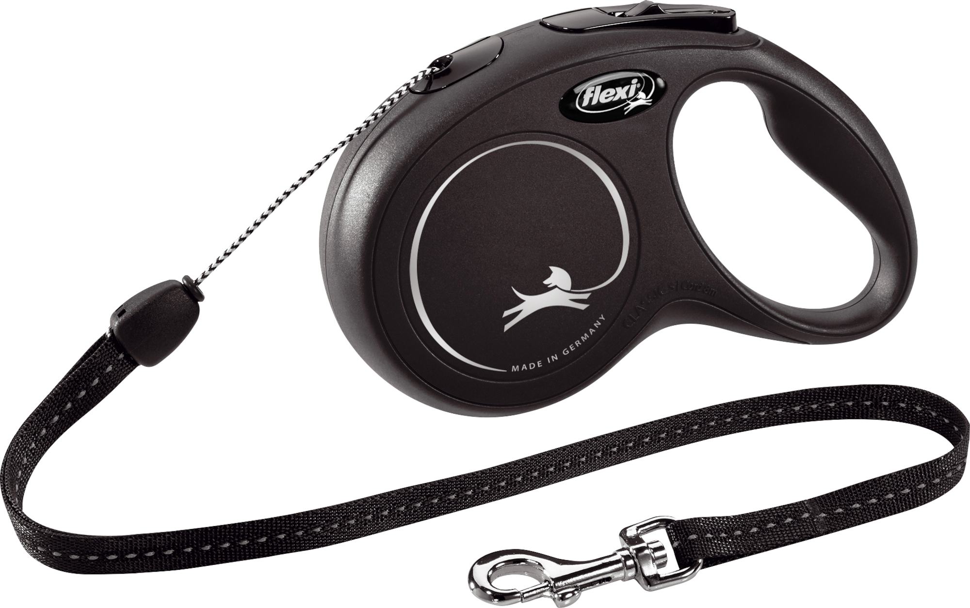 Flexi Laisse à enrouleur New Classic Corde Noir, Small- 8 mètres