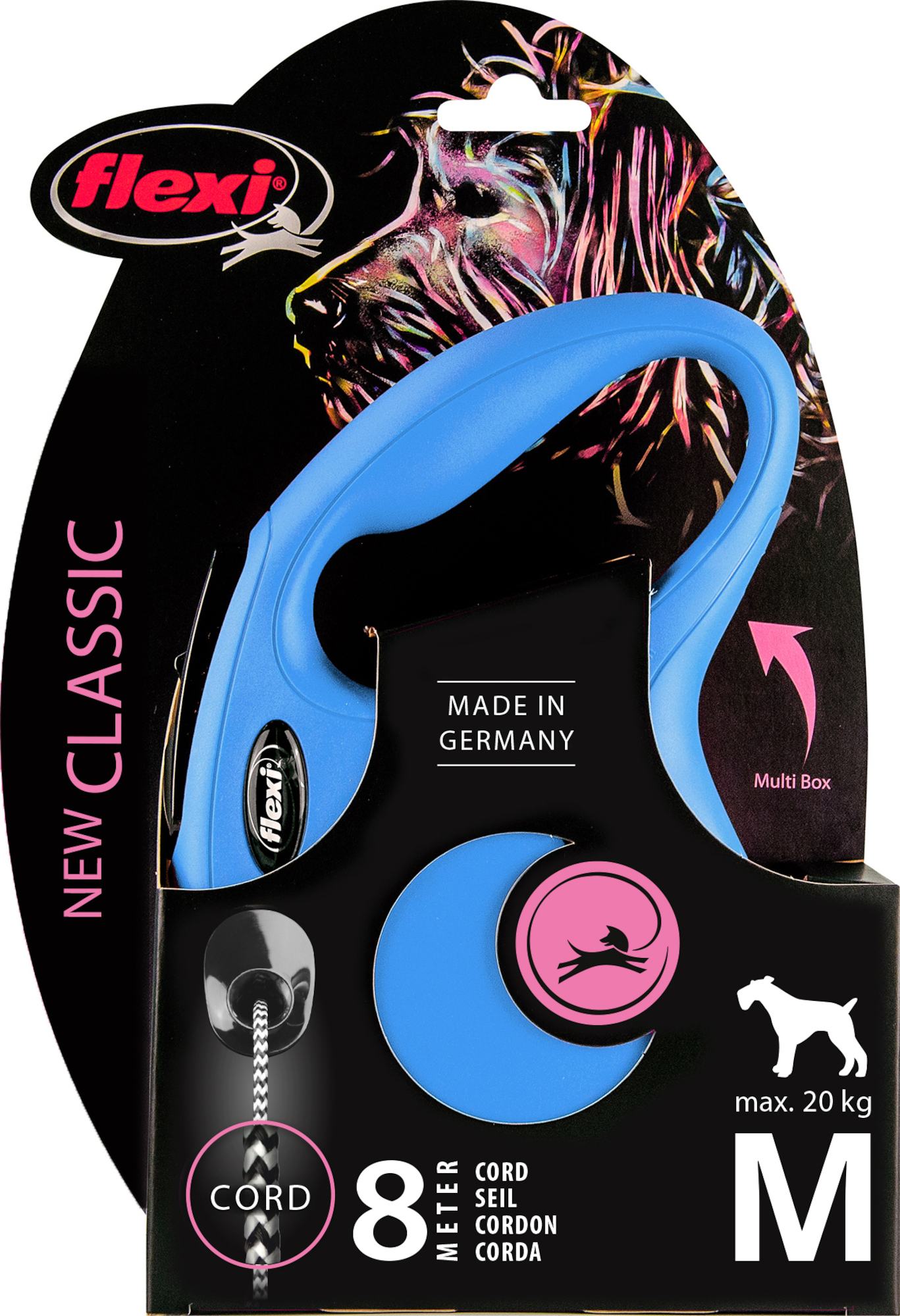 Flexi Laisse à enrouleur New Classic Cord Bleu