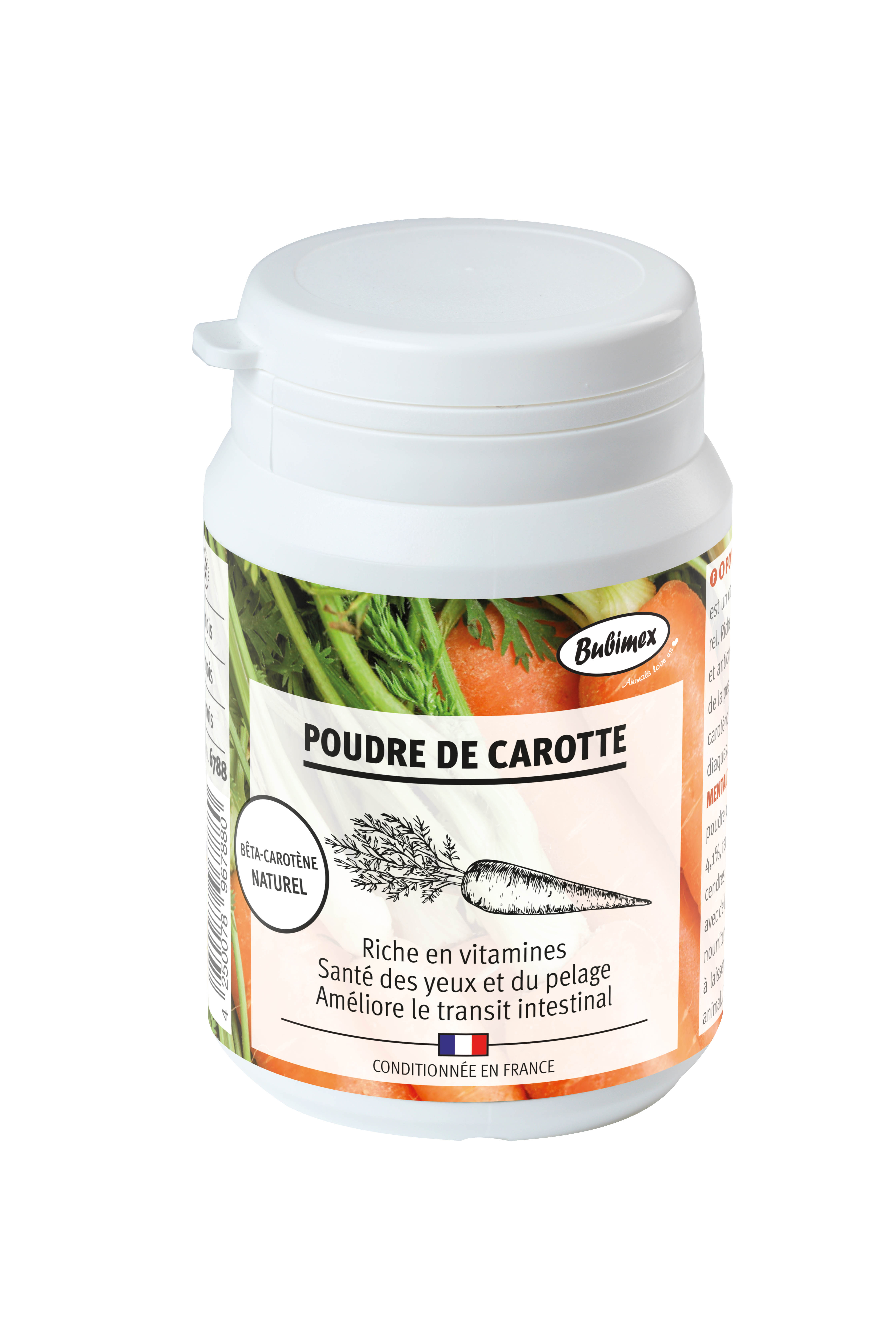 Complément alimentaire Poudre de carotte chien 60g Bubimex
