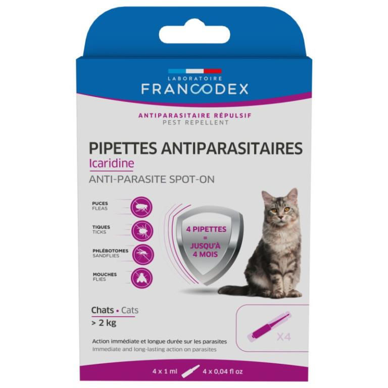 PIPETTES ANTIPARASITAIRES ICARIDINE CHAT 1ML x4