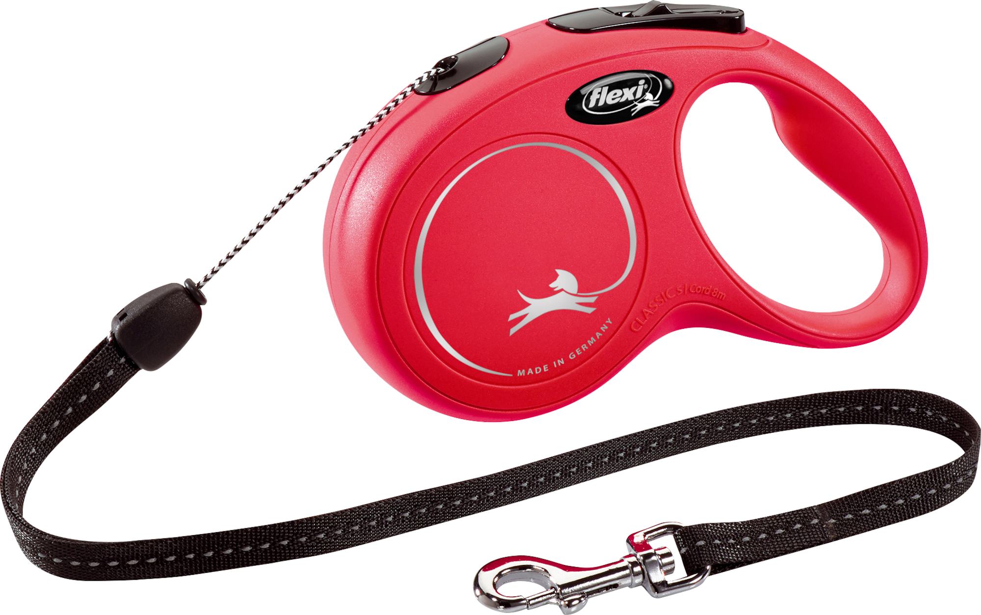 Flexi Laisse à enrouleur New Classic Corde Rouge, Small- 8 mètres