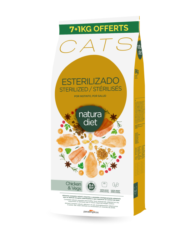 NATURA DIET CROQUETTES POUR CHAT STERELISE AU POULET 8KG