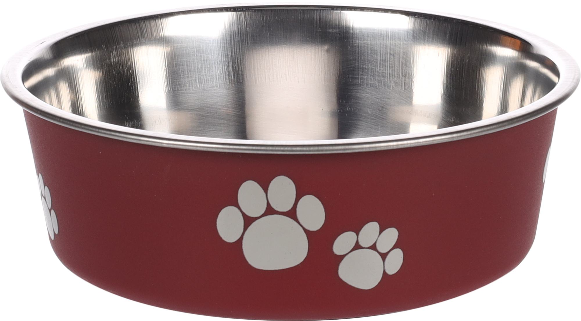 Gamelle pour la nourriture et l'eau Kena Rond Bordeaux et Argent 14CM-450ML