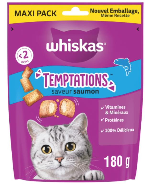 WHISKAS TEMPTATIONS SAUMON 180GR