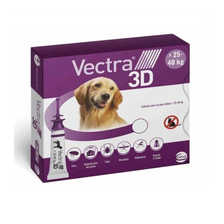 3 pipettes vectra 3d pour chien de 25 à 40kg l