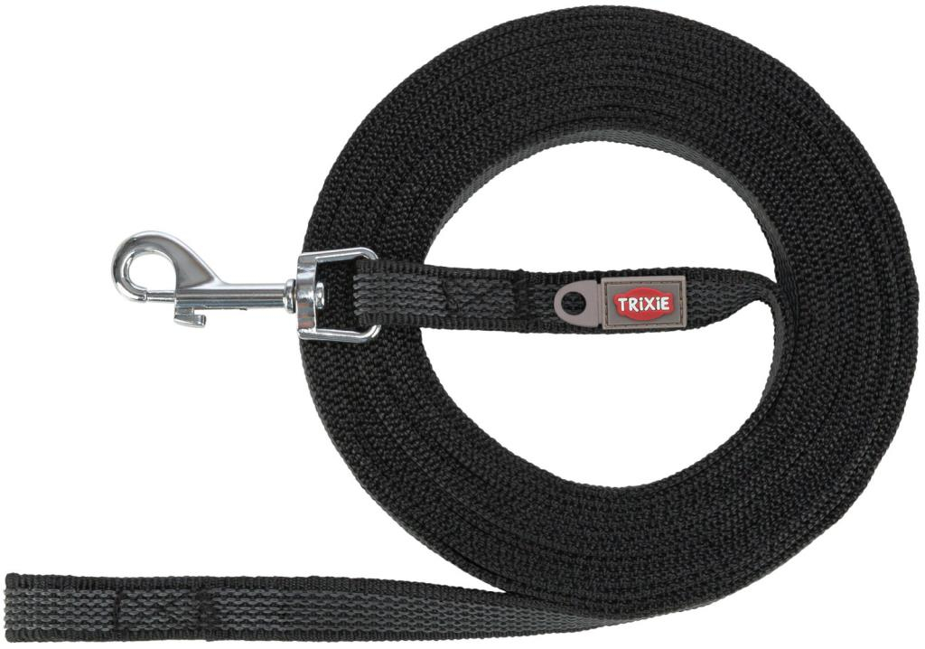 Laisse à pister, caoutchoutée, S–M: 10 m/15 mm, noir