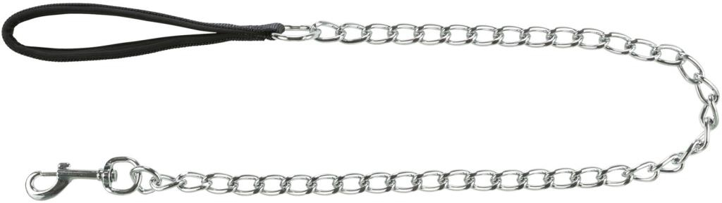 Laisse métal avec poignée en néoprène, L–XL: 1,00 m/4,0 mm, noir