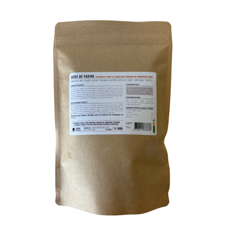 VERS DE FARINE POUR Rongeurs, Reptiles, Hérissons 100G