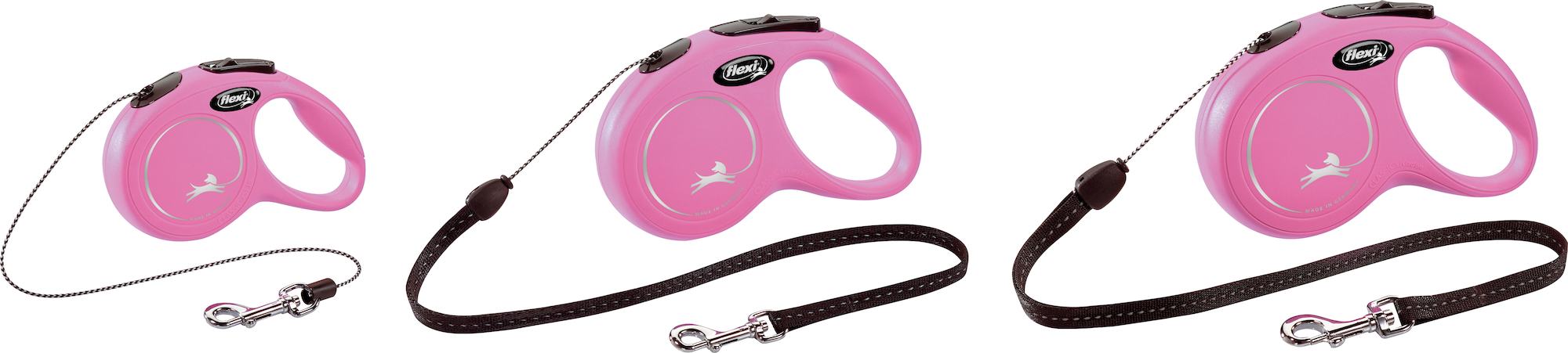 Flexi Laisse à enrouleur New Classic Corde Rose, Small- 5 mètres