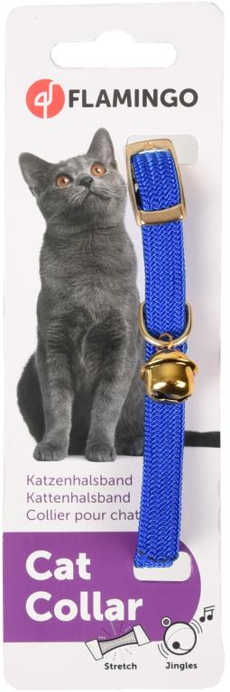 CHAT COLLIER BLEU 34CM 10MM