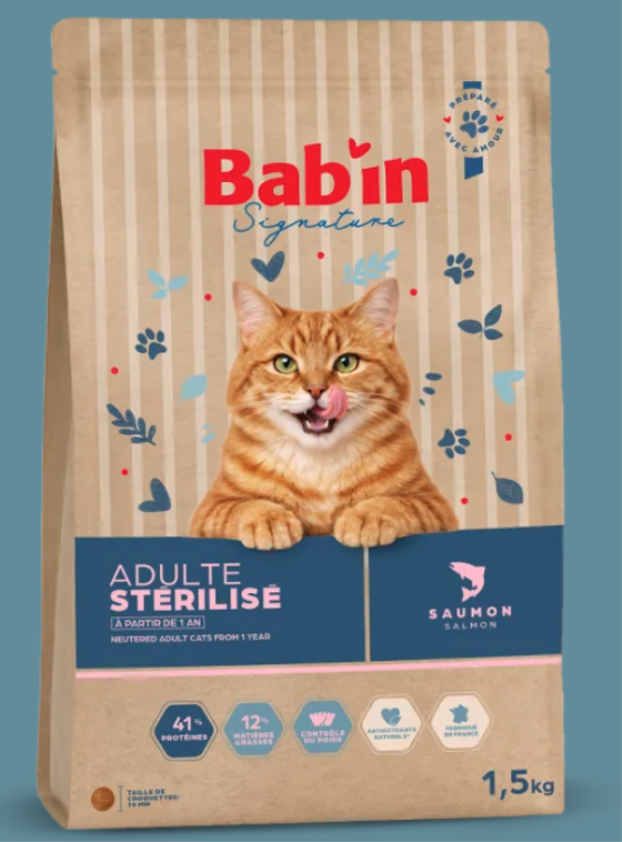 BAB'IN SIGNATURE CHAT ADULTE STERILISE SAUMON 6 KG