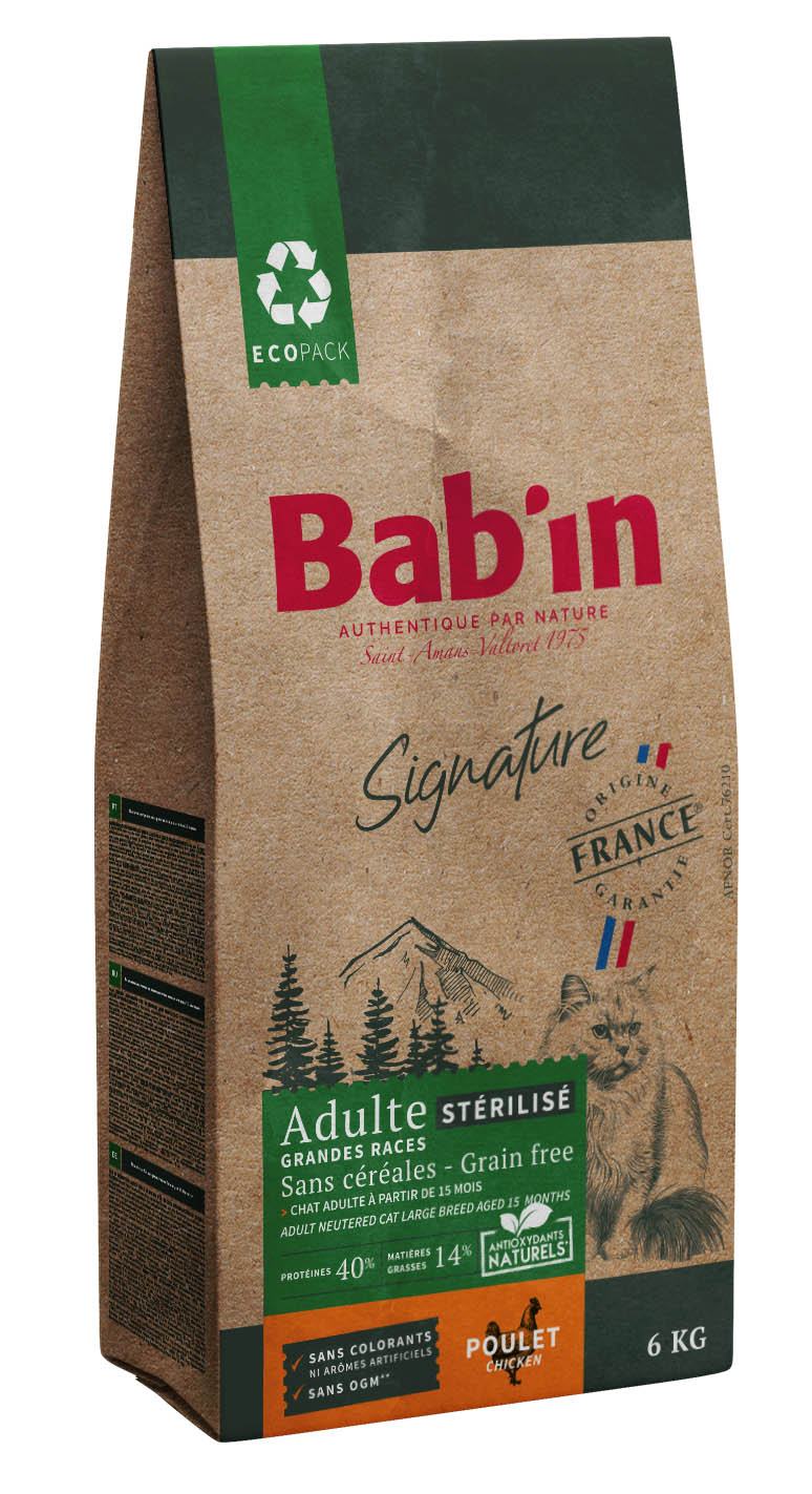 BAB'IN SIGNATURE CHAT ADULTE STERILISE SANS CEREALES GRANDES RACES 6 KG
