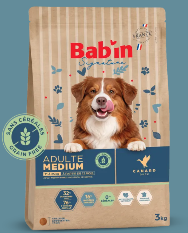 BAB'IN SIGNATURE SANS CEREALES ADULTE CANARD (tte race) 3 KG