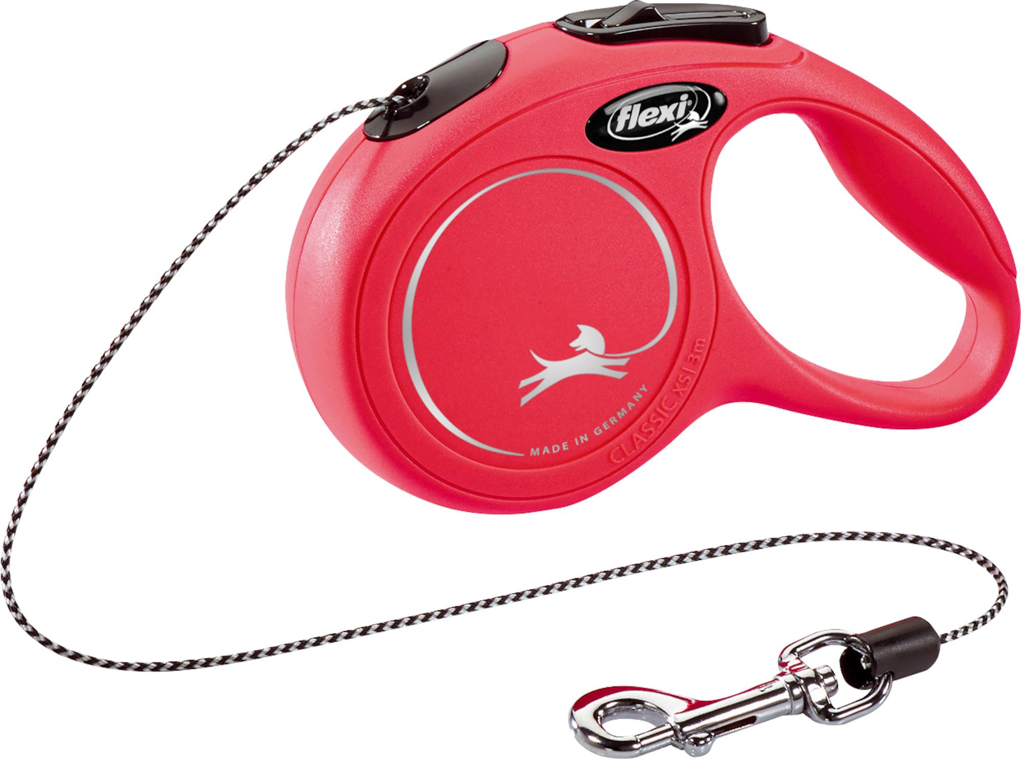 Flexi Laisse à enrouleur New Classic Corde Rouge, XS- 3 mètres