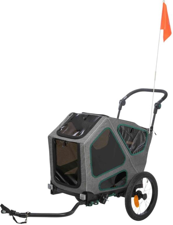 Roulotte de vélo, S: 41,5 × 59 × 78/130 cm, gris/sauge
