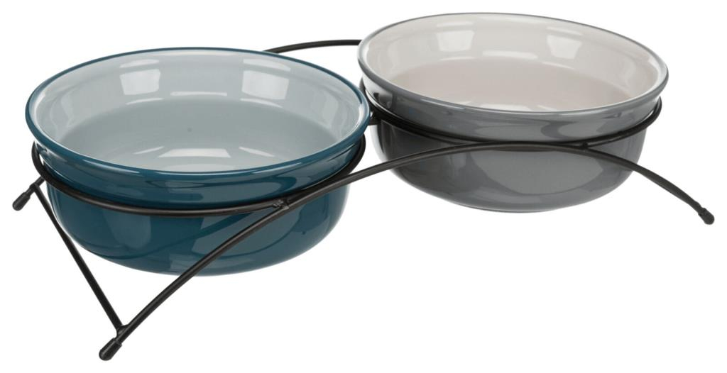 Set gamelle, en céramique/métal, 2 × 1,6 l/ø 20 cm/41 × 10 × 20 cm, pétrole/pétrole clair/gris/gris 
