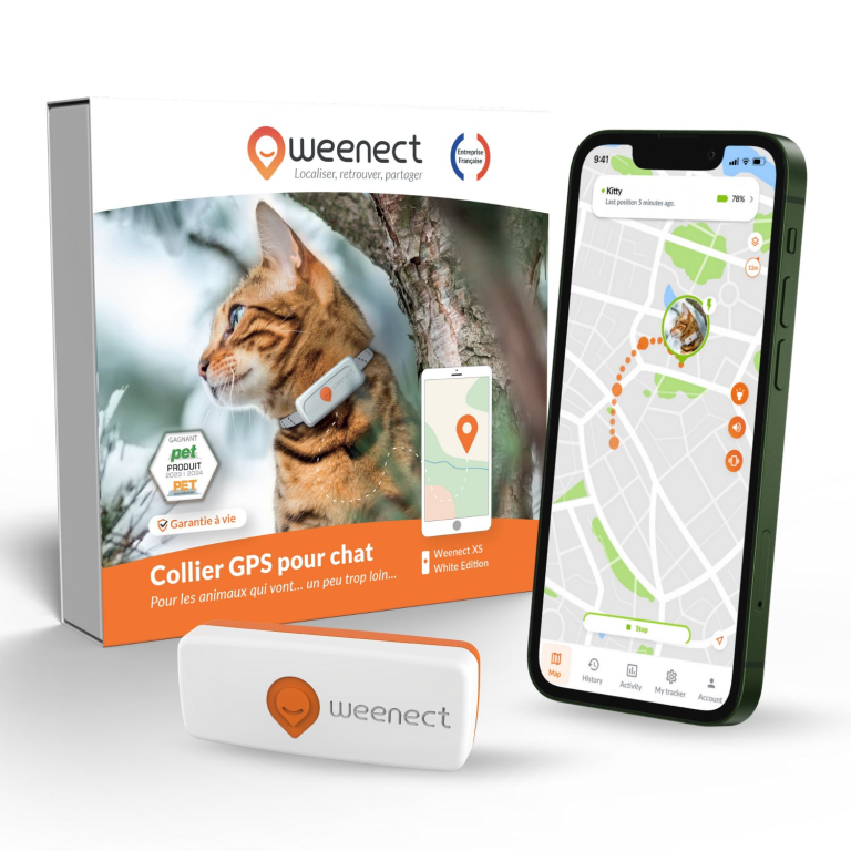 Traceur GPS pour chat Weenect XS couleur Blanc
