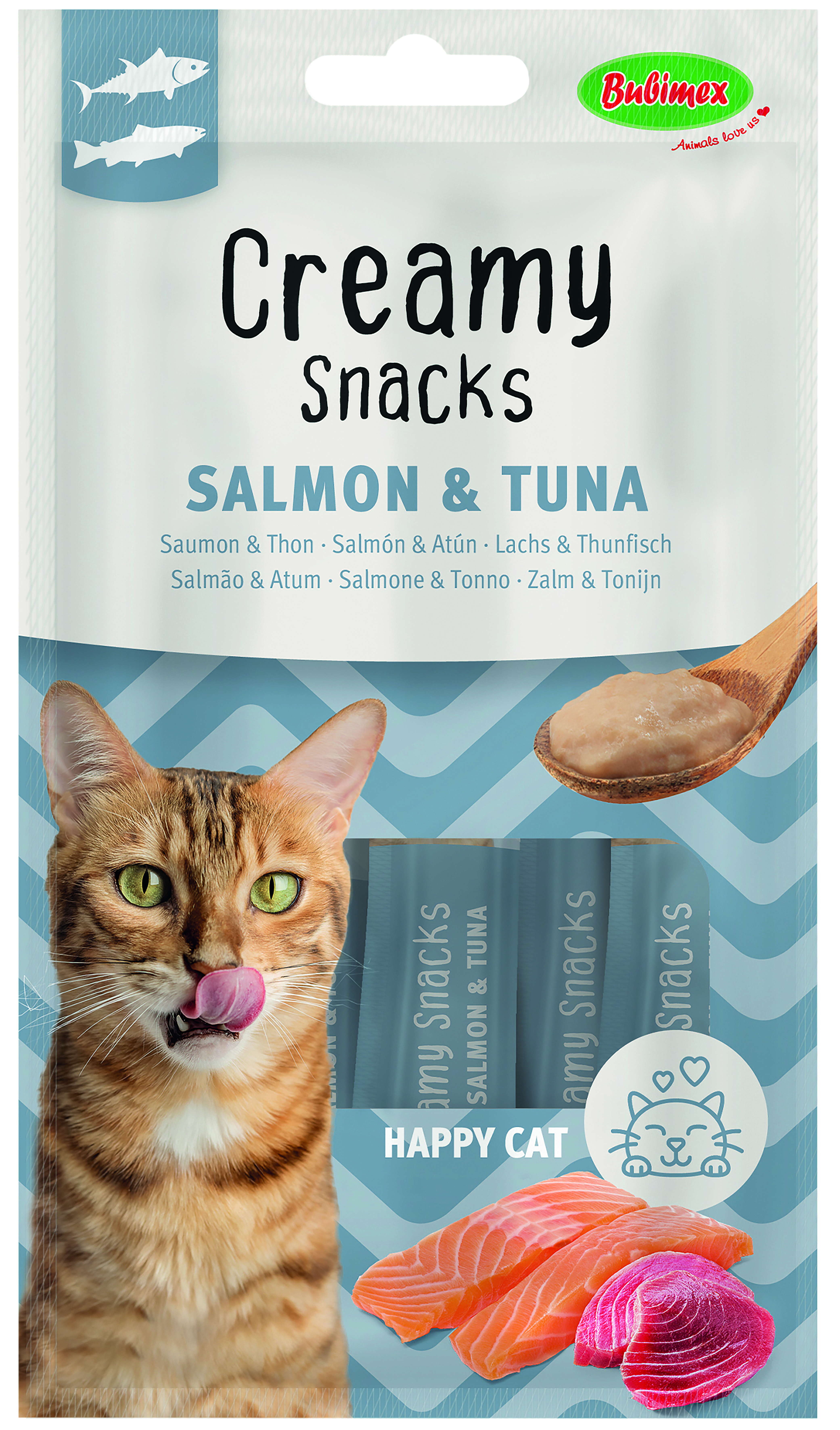 CREAMY SNACKS CHAT X4, THON SAUMON, 60G