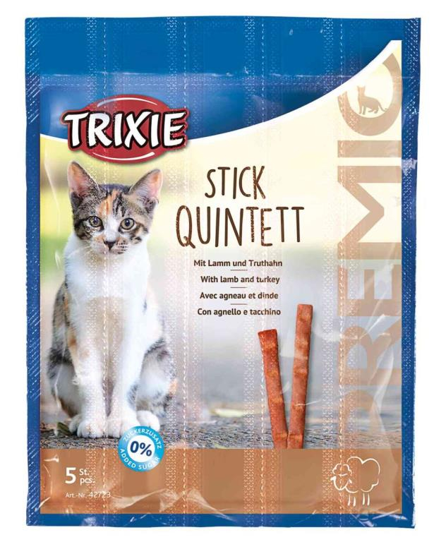 Premio Sticks Quintett à l'agneau/à la dinde, 5 × 5 g