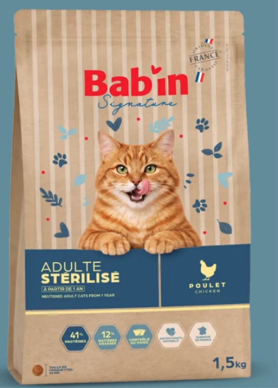 BAB'IN SIGNATURE CHAT ADULTE STERILISE POULET 1.5 KG